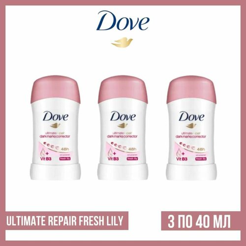 Комплект 3 шт. Антиперспирант-стик Dove Ultimate repair Fresh Lily 3 шт. по 40 мл. комплект 3 шт антиперспирант стик dove beauty finish сияющие минералы 3 шт по 40 мл