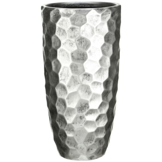 фото Горшок для цветов IDEALIST LITE Мозаик напольный, файберстоун, серебряный, Д31.5 В61 см, 47 литров