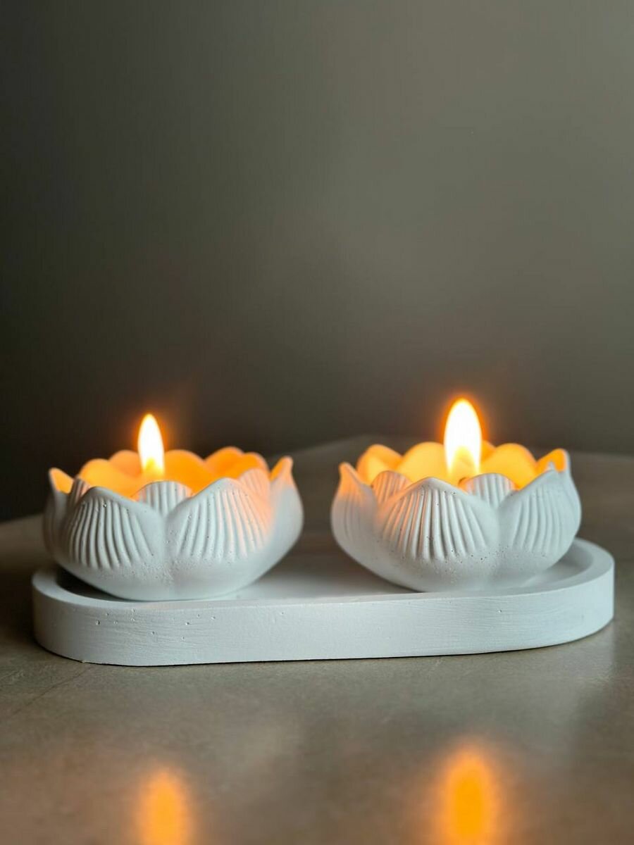 Набор вечных свечей Подставка с двумя лотосами