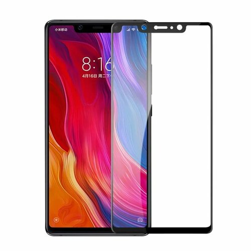 Защитное стекло 3D Tempered Glass для Xiaomi Mi 8 SE полный клей ( черная рамка ) черный