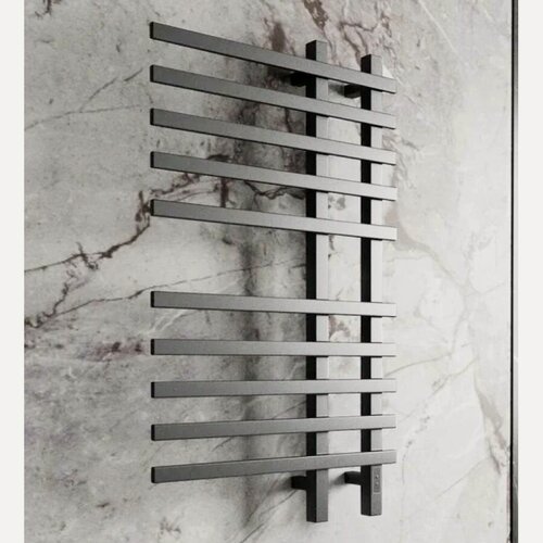 Изображение товара Полотенцесушитель дизайнерский электрический, профильный BAU Wind Gun Grey 60х100, 10 планок, темно-серый металлик