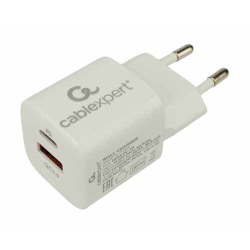 Зарядное устройство для телефона Cablexpert быстрая зарядка, 2 порта USB и Type-C сетевое зарядное устройство cablexpert mp3a pc 11 10 5 вт белый