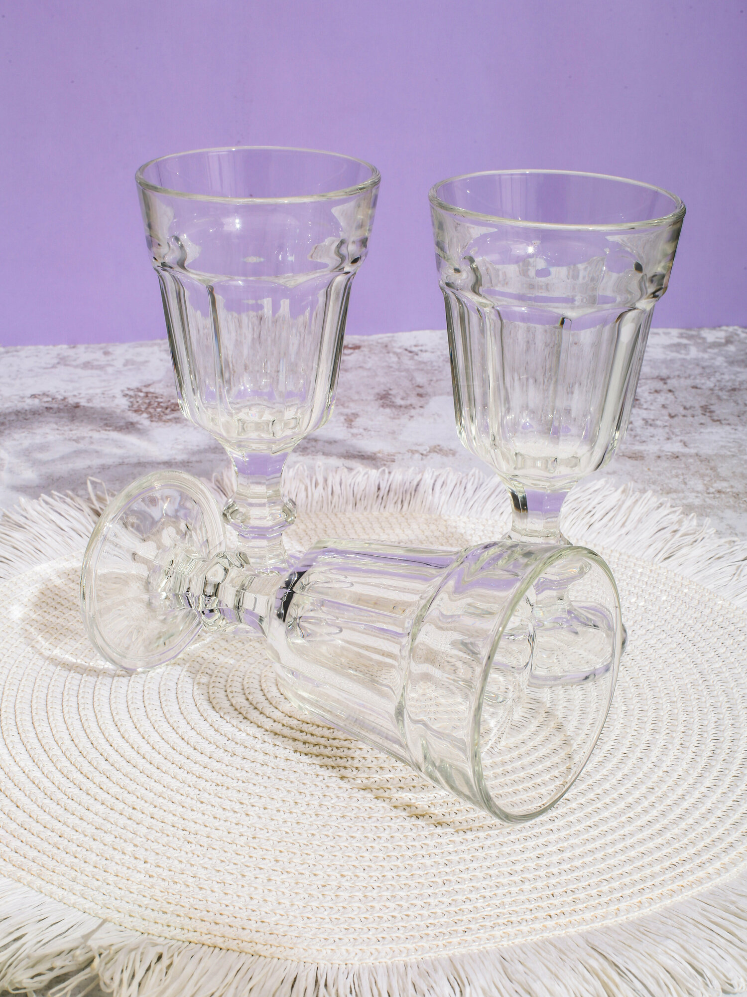 Бокал на ножке/стеклянный фужер "Норд" 200мл, граненый, прозрачный — фото 1