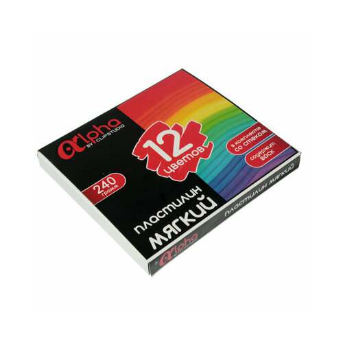 ClipStudio Пластилин мягкий 12цв 240г Альфа со стеком в картонной коробке с выб лаком премиум 263₽