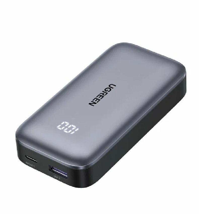 Внешний аккумулятор UGREEN PB502 (25185) 10000mAh Mini Quick Charging 30W Power Bank 30W с цифровым экраном. Цвет: серый