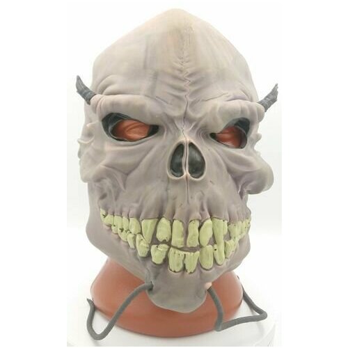 маска черепа с пайетками 13349 Маска латексная Череп рогатый/Карнавальная маска