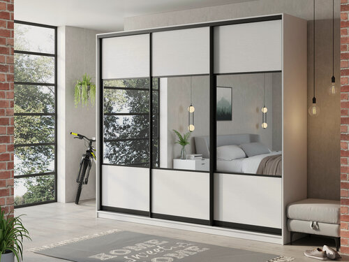 Изображение товара Шкаф купе для одежды Матэрна лофт белый комбинированный, 270х58х240 см