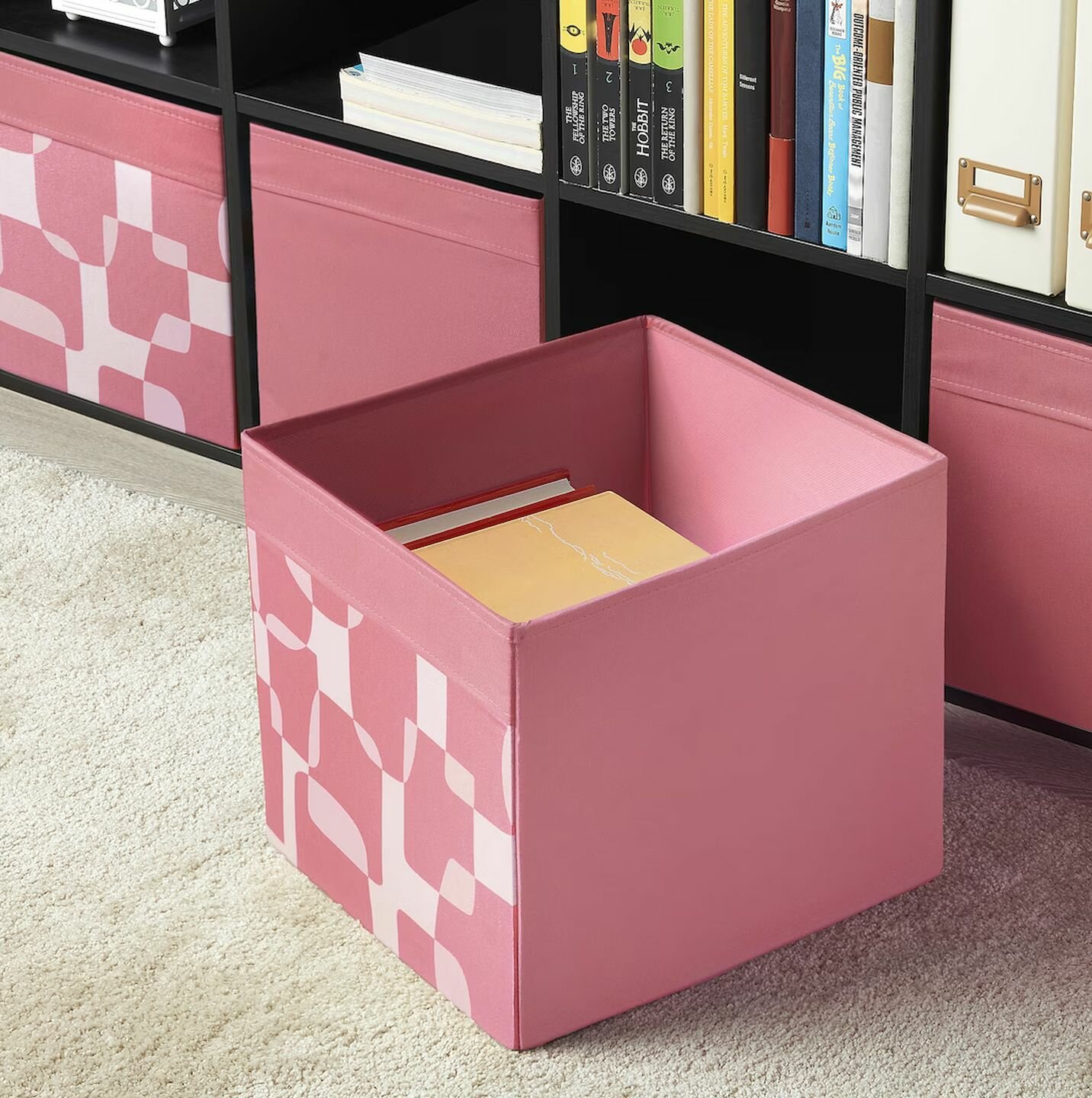 Дрёна DRÖNA коробка, 33x38x33 см, розовый /белый