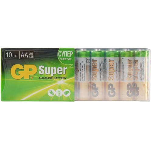 Алкалиновые батарейки GP Super Alkaline 15А АA, 10 шт, 3 упаковки набор батареек gp alkaline acm01 cr12