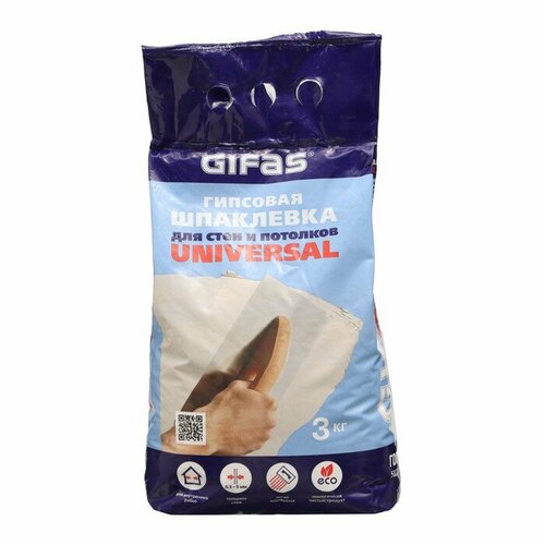 Шпаклевка гипсовая GIFAS UNIVERSAL, 3кг гипсовая шпаклевка gifas universal 4 кг