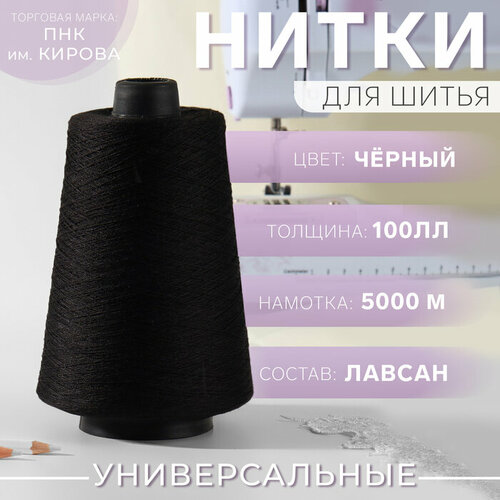 Нитки 100ЛЛ, 5000 м, цвет чёрный №6818