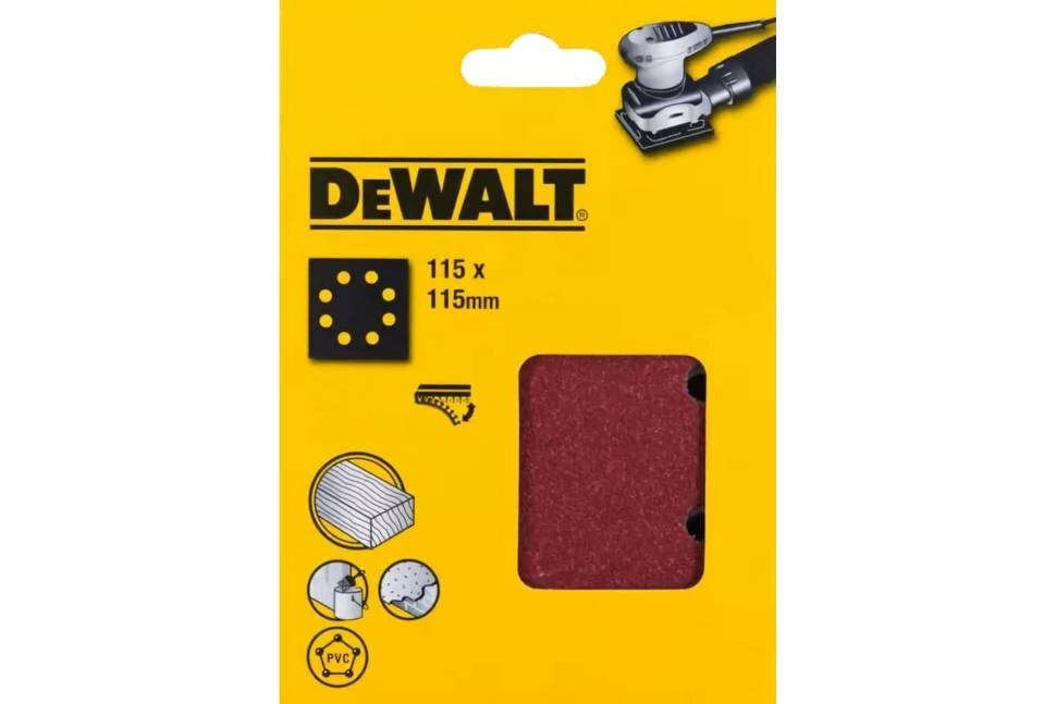 Лист шлифовальный перфорированный (10 шт; 115х115 мм; 40G) DEWALT DT3020
