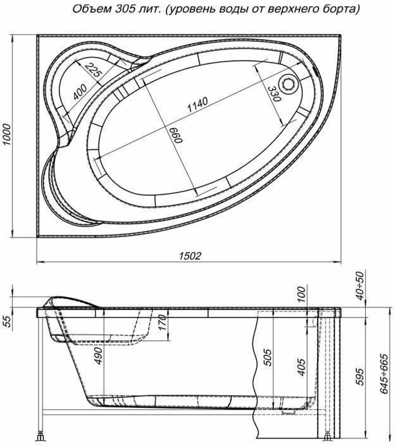 Акриловая ванна Aquanet Mayorca 150x100 L (с каркасом) 205403