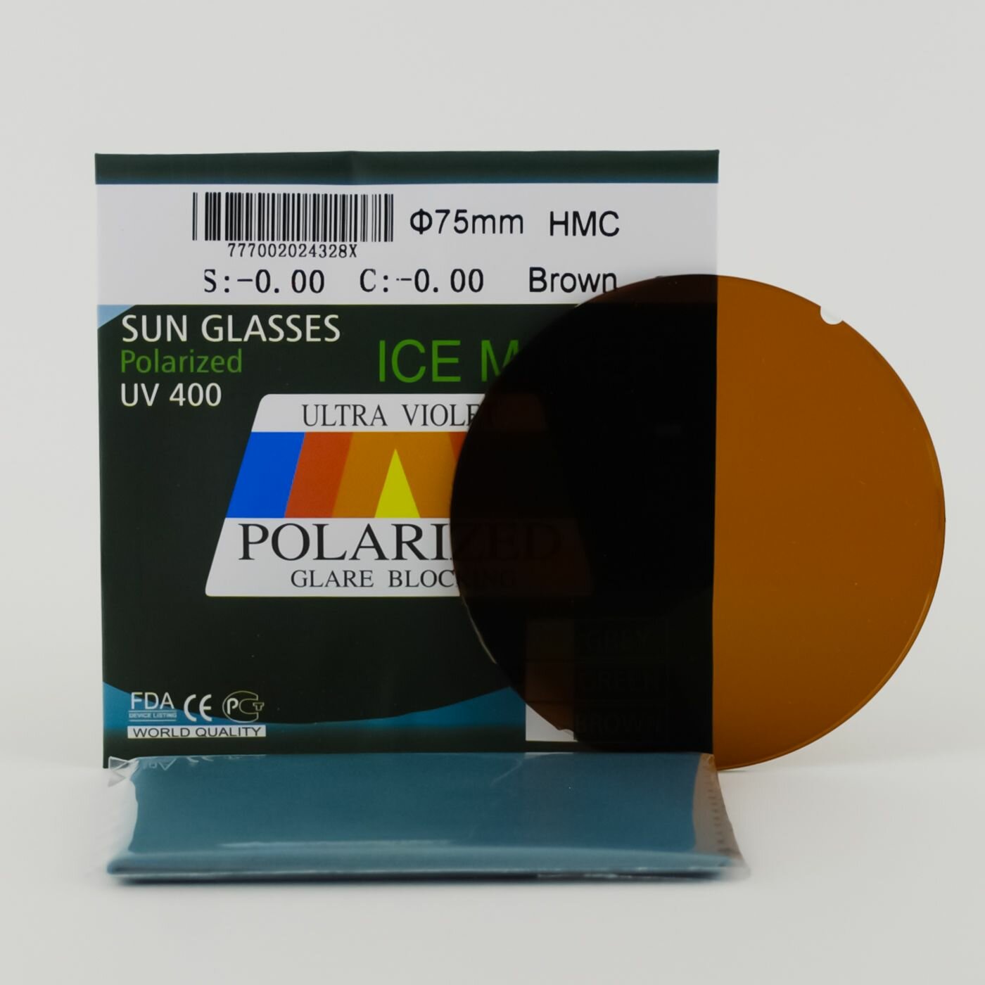 Изображение Линзы для очков, сфера -1.75 , с поляризацией (Polaroid) тонированные