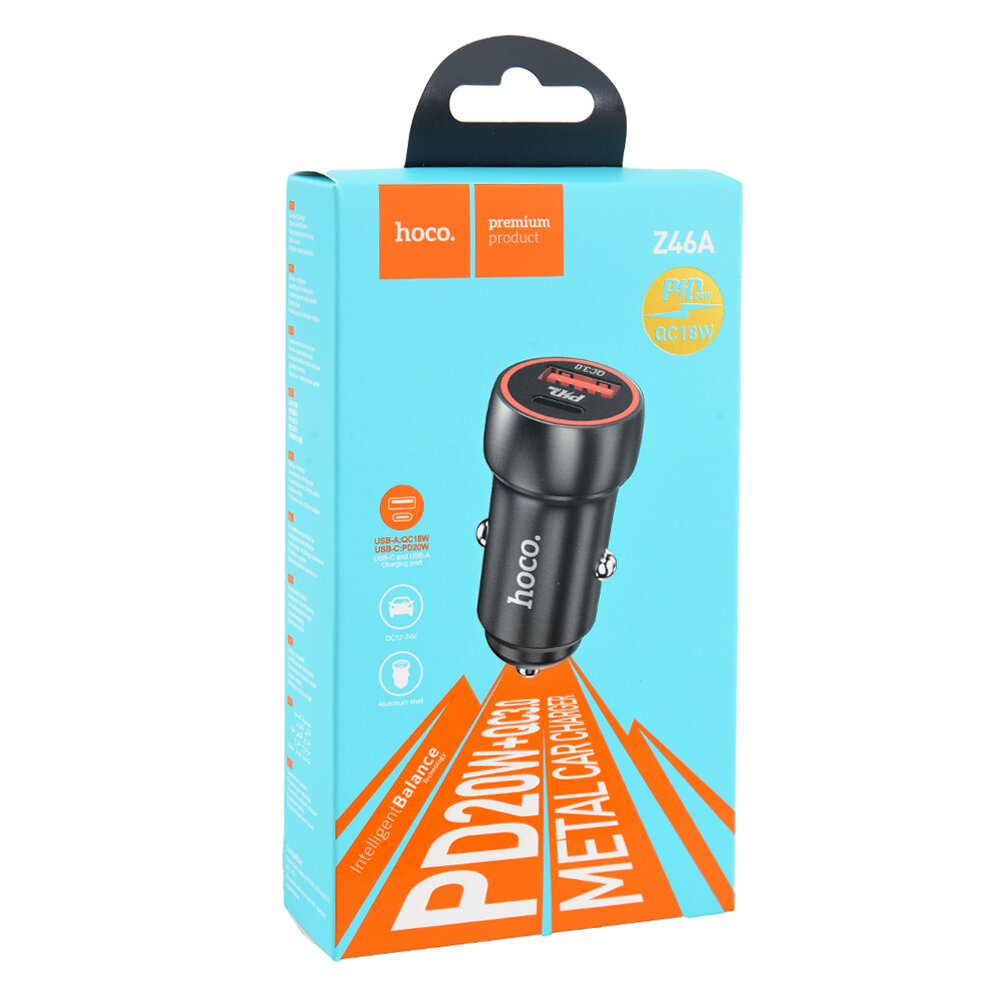 Автомобильное зарядное устройство HOCO USB 3.0 быстрая зарядка 20W Z46A — фото 1