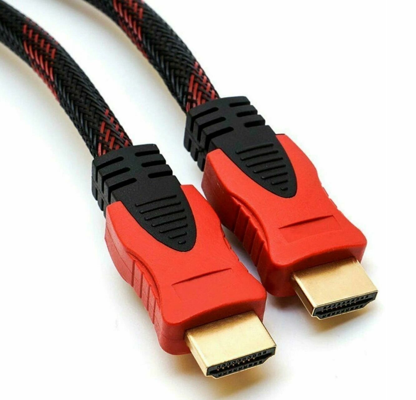 Кабель HDMI - HDMI (5м) с нейлоновой оплеткой, экранированием и позолоченными коннекторами 5 метров — фото 1