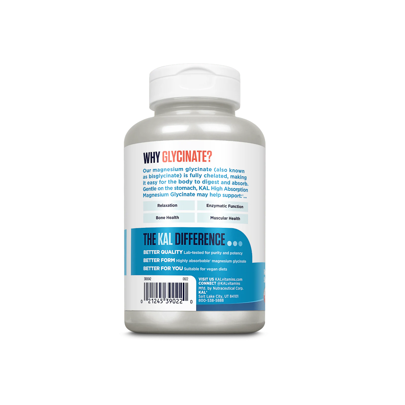 KAL Magnesium Glycinate 350 160 vegcaps / КАЛ Магния Глицинат 350 160 вег капс — фото 1