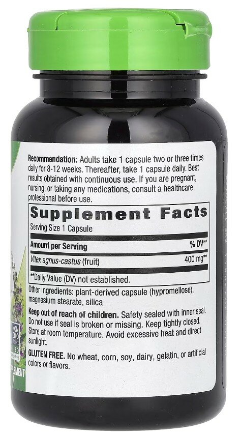 Гомеопатические Препараты Для Женского Здоровья Nature's Way, Vitex Fruit, 400 mg, 100 капсул, средство для поддержания женского здоровья