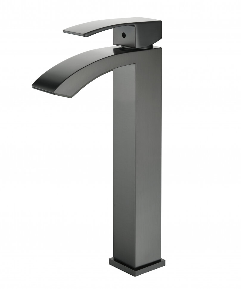 Высокий смеситель Grocenberg GB3007BG, латунь, каскадный излив, графит