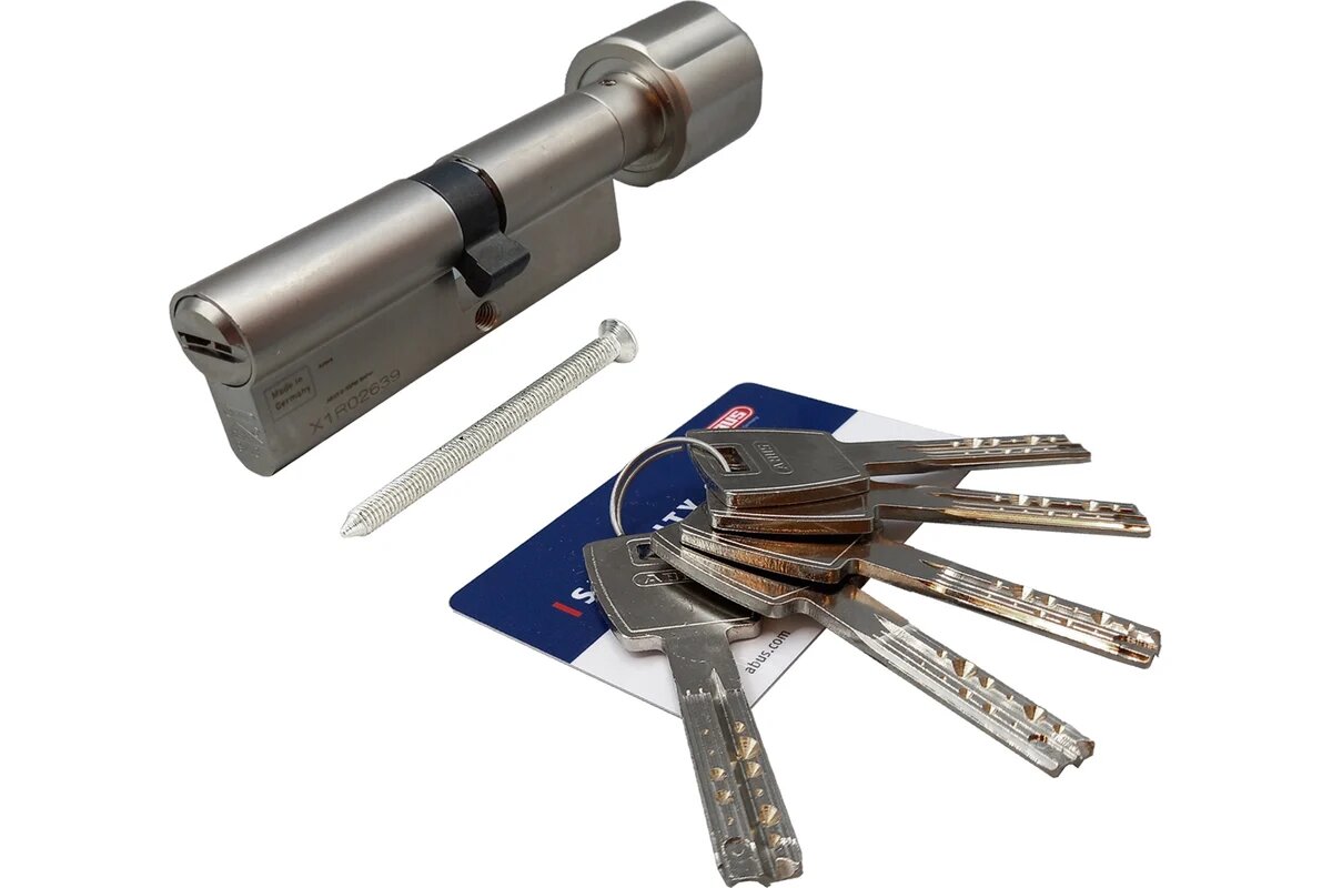 ABUS Механизм цилиндровый X12R430 ключ/вертушка 45-50 (95 мм) NI (5 key) 32872