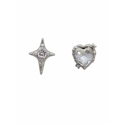 фото Серьги пусеты, фианит, серебристый be self true jewel
