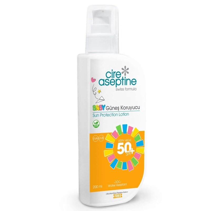 Лосьон для тела детский солнцезащитный Cire Aseptine Sun Protection Lotion 50 SPF 200 мл UVA UVB Без спирта