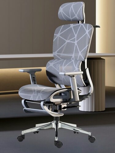 Изображение товара Эргономичное компьютерное кресло HICHAIR H909 серое с 3D подлокотниками, подголовником и адаптивной поясницей