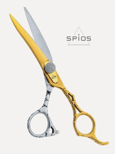 Изображение товара Ножницы парикмахерские Spios, для всех типов волос, с упором, с системой регулировки, золото