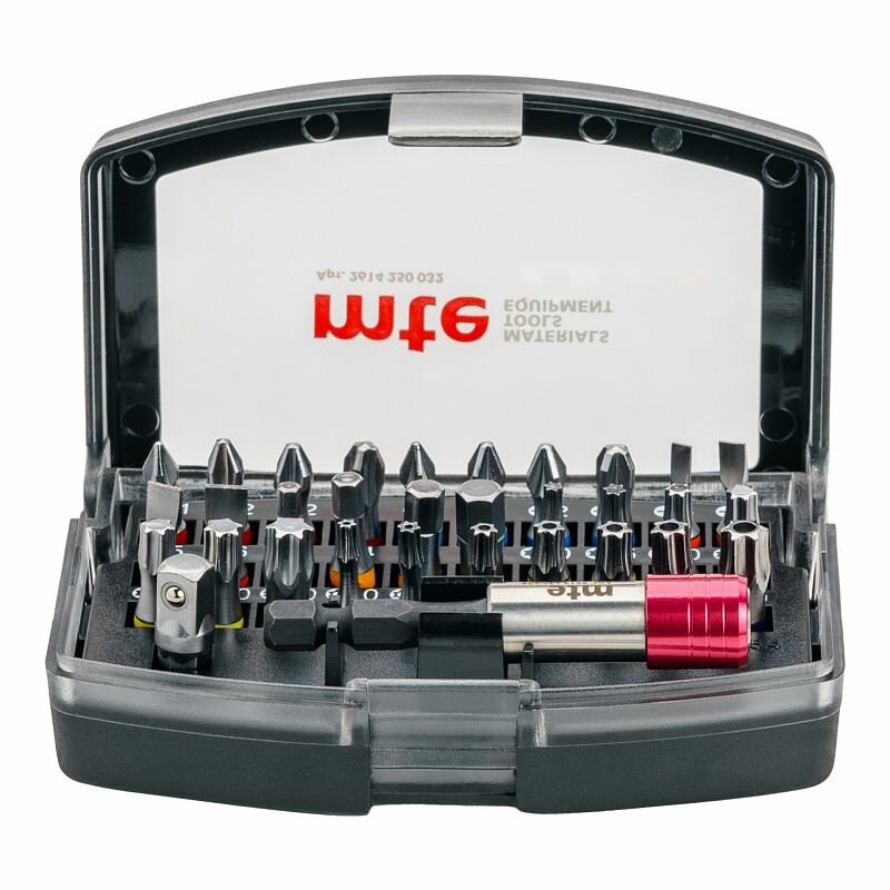 Набор торсионных бит 1/4? 25 мм (PH PZ TX HEX SL) с держателем 32 предмета mte