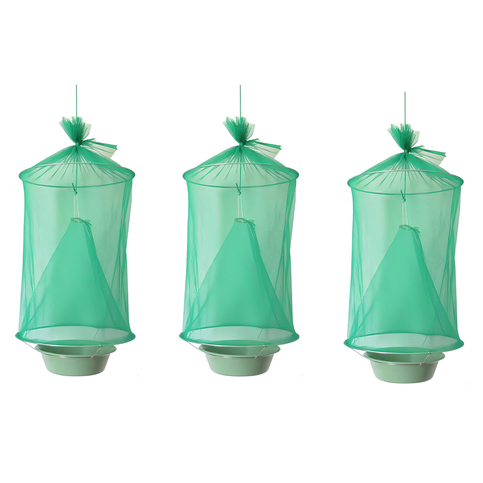 3PCS Мухоловка с поддоном для приманки Мужская клетка Ловушка для мух Многоразовая для помещений на улице ресторанов двора сада парка Материал: Железная проволока Габаритная сетка Пластик Цвет: Зеленый Вес: 330г/11.6 унц Размер: 23x23x1см/9.1x9.1x0.4дюйма