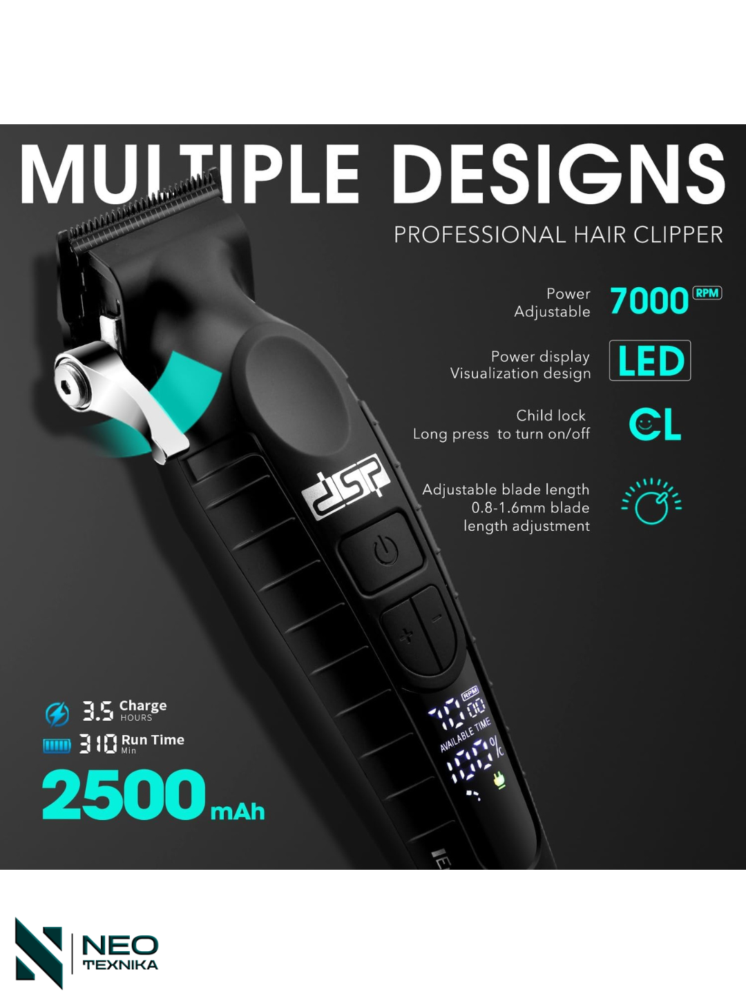 Набор для стрижки DSP-91507 AA, для влажных и сухих волос, с насадками