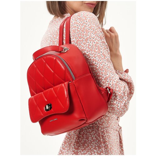 Рюкзак мессенджер DAVID JONES, фактура зернистая, красный стильный влагозащитный надежный и практичный женский рюкзак из экокожи cm6328k