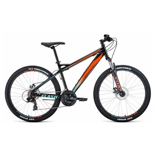 фото Горный велосипед forward flash 26 2.2 disc 2021, черный/оранжевый, рост 19"