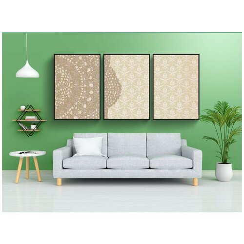 фото Набор модулных постеров для интерьера "цифровая бумага, шаблон, винтаж" 60x90 см. в тубусе, без рамки lotsprints