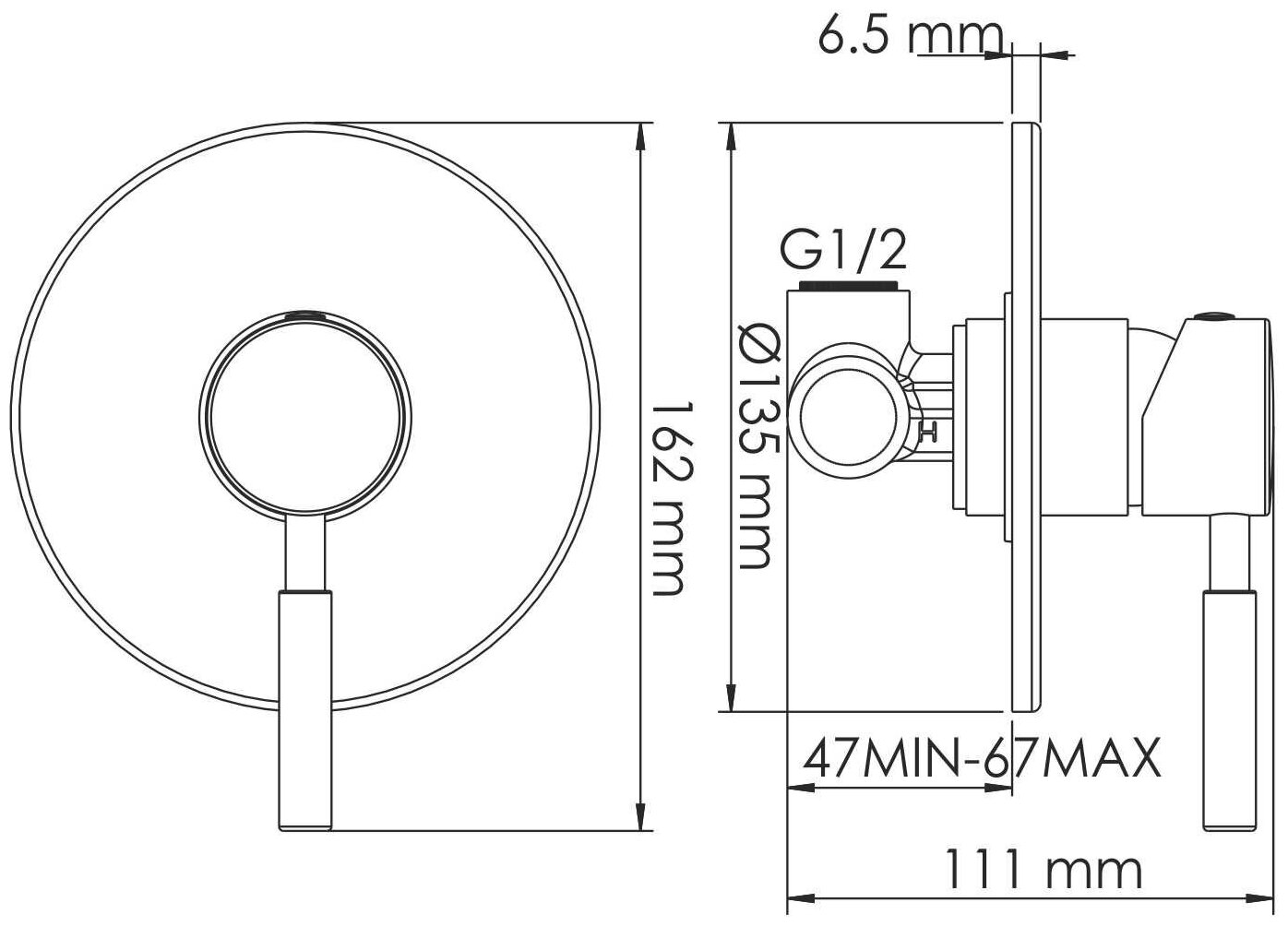 Встраиваемый смеситель для душа, хром, WasserKRAFT Main 4151 - фотография № 6