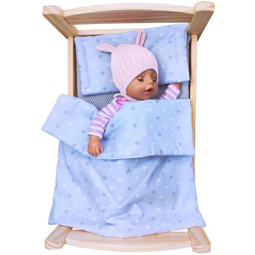 фото Комплект постельного белья для большой куклы, lili dreams: одеяло, подушка, матрас, заинька