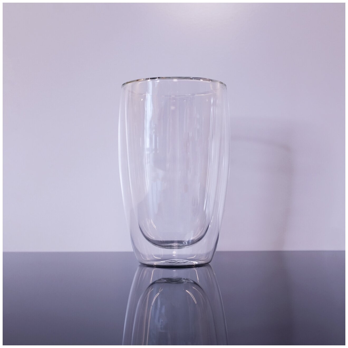 Термо стакан ЛiСТ 450 мл 1шт, стеклянный с двойными стенками, термостакан, термокружка (LIS50178)