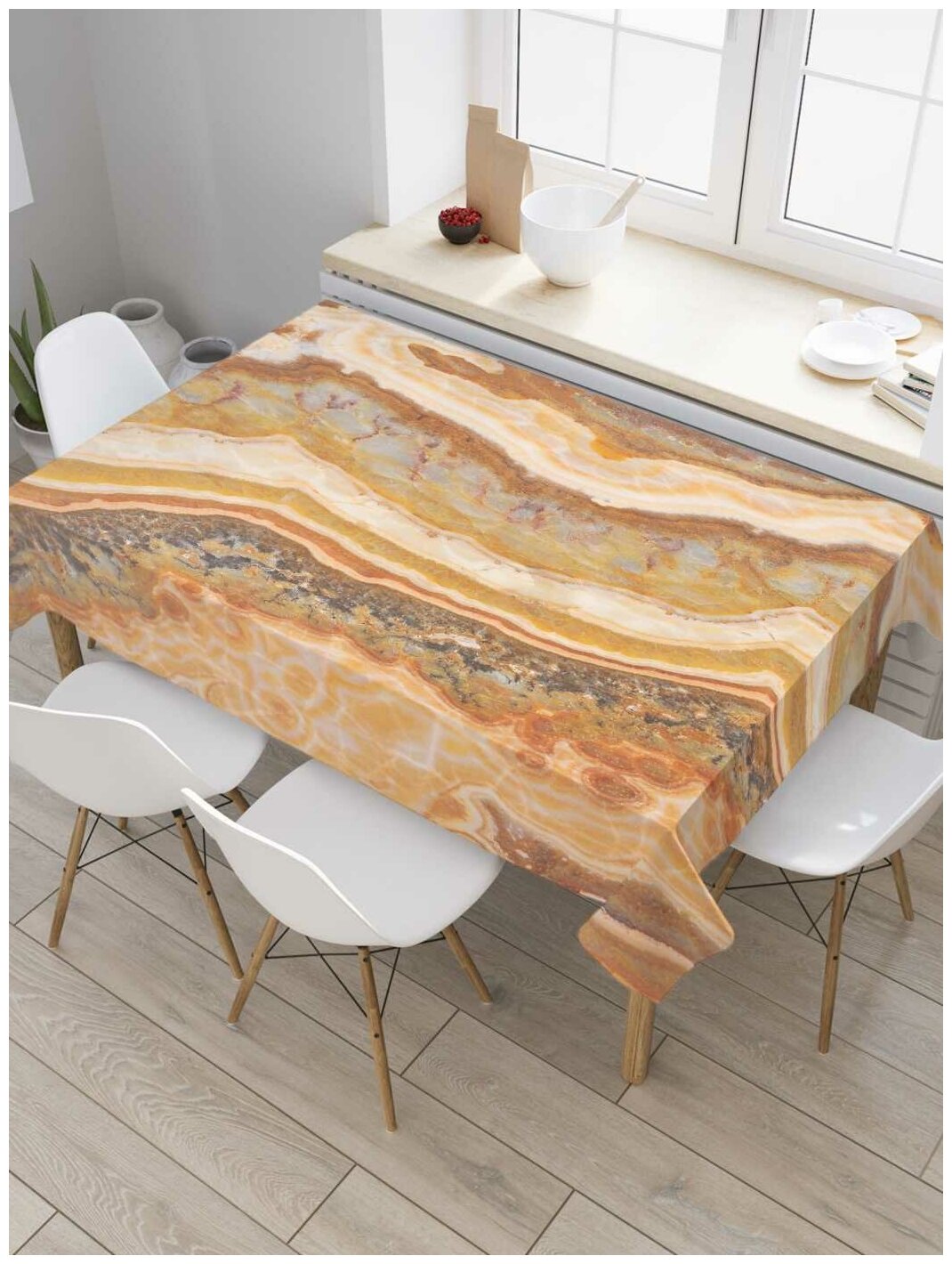 Скатерть прямоугольная JoyArty на кухонный стол "Мраморный оникс" из оксфорда, 120x145 см