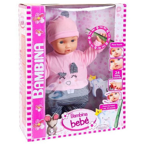 Кукла DIMIAN Bambina Bebe Пупс Мой первый зуб, звуковые эффекты 46 см