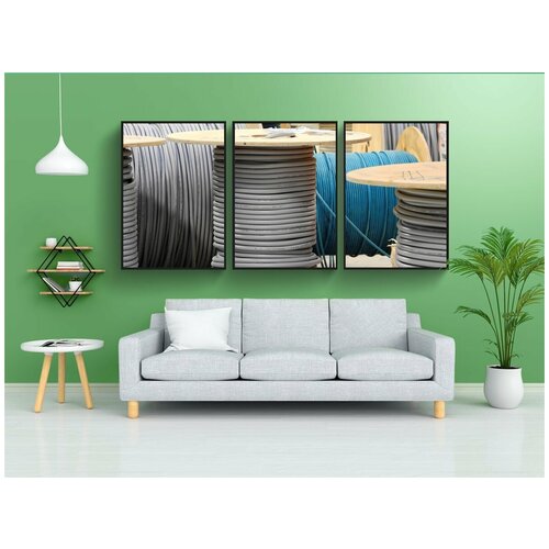 фото Набор модулных постеров для интерьера "кабели, кабель, кабельный барабан" 60x90 см. в тубусе, без рамки lotsprints