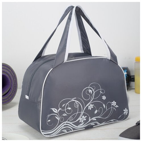 фото Сумка спортивная, отдел на молнии, цвет серый/белый нет бренда