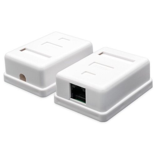 Atcom / Розетка накладная AT15253 1 порт UTP, RJ45 белая розетка lanmaster настенная 1 порт rj 45 категории 6 stp белая