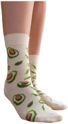 Женские носки с принтом LAMBONIKA Авокадо, цвет: молочный, зеленый, размер: 38-40