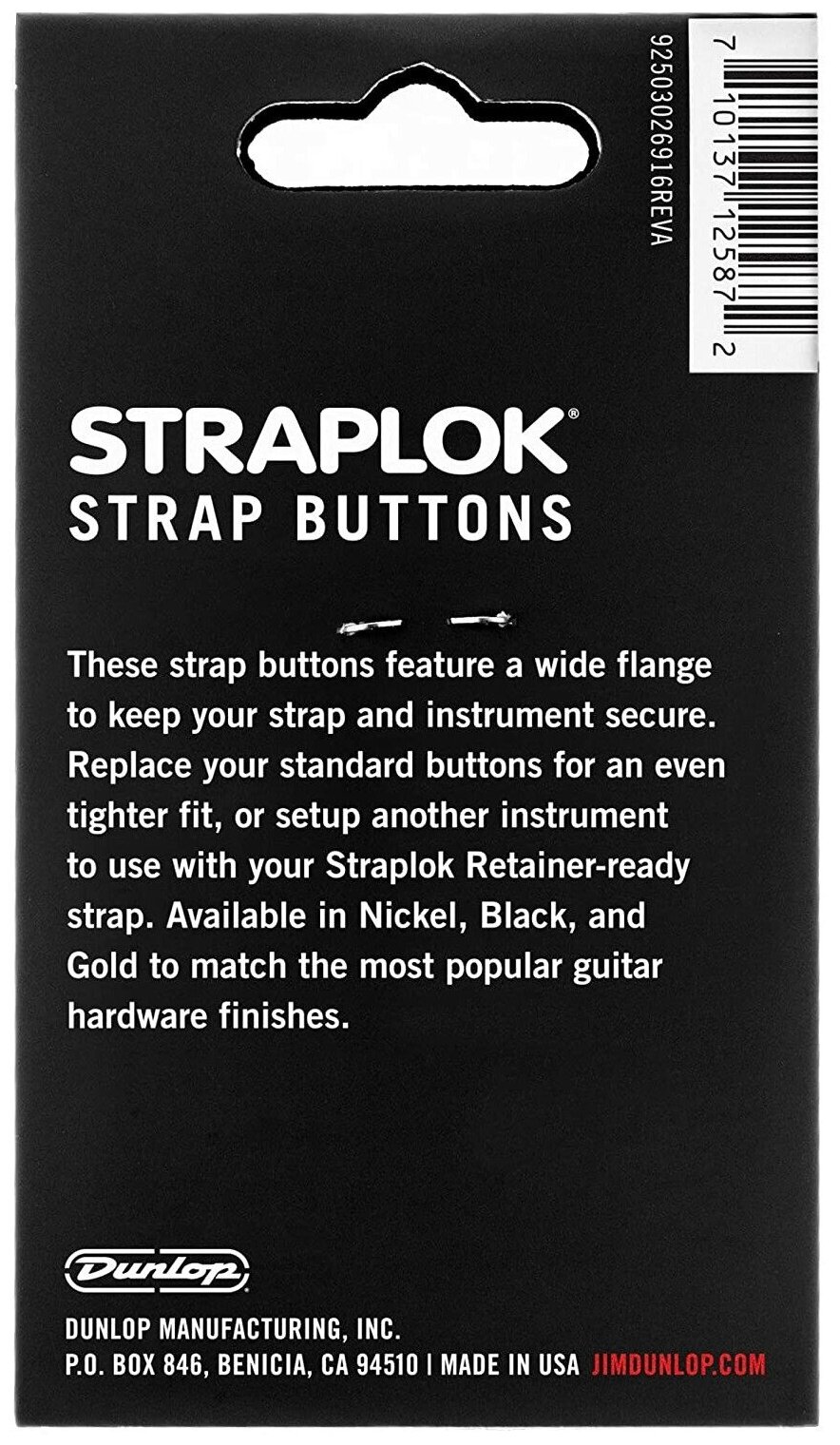 Dunlop 2PSLS033BK Straplok Dual Design Strap Button Set