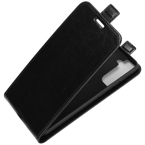фото Чехол-флип вертикальный откидной mypads для samsung galaxy s21 (sm-g991) черный из натуральной кожи prestige италия