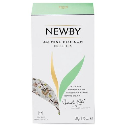 Чай зеленый Newby Jasmine blossom в пакетиках, жасмин, 25 пак.