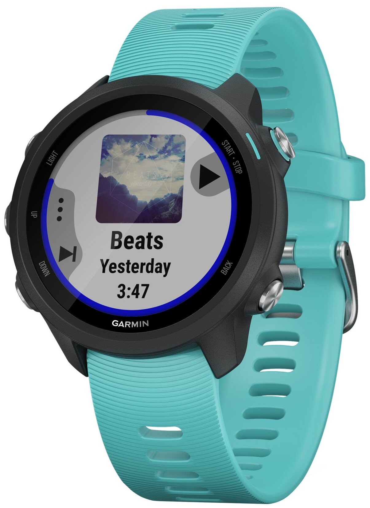 Часы Garmin Forerunner 245 Music черный с бирюзовым ремешком, 010-02120-32