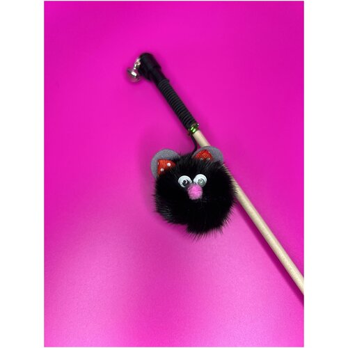 Игрушка для кошек, GoSi, дразнилка Ушастик Виталина из натуральной норки, с колокольчиком игрушка для кошек из натуральной норки ушастик виталина