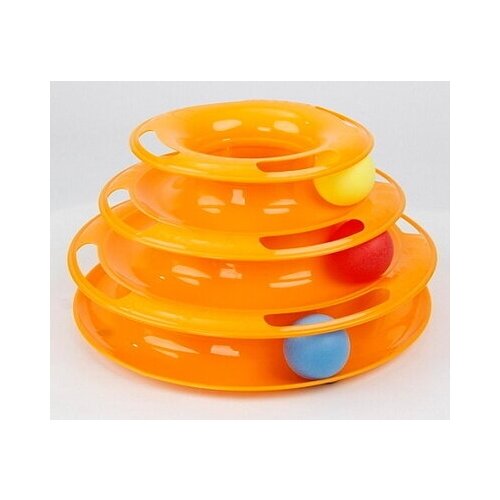 Homecat Игрушка для кошек Трэк пластиковый трехэтажный с мячиками 24,5х12см 75939, 0,417 кг