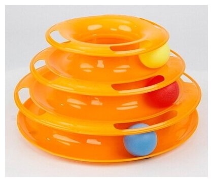Homecat Игрушка для кошек Трэк пластиковый трехэтажный с мячиками 24,5х12см 75939, 0,417 кг